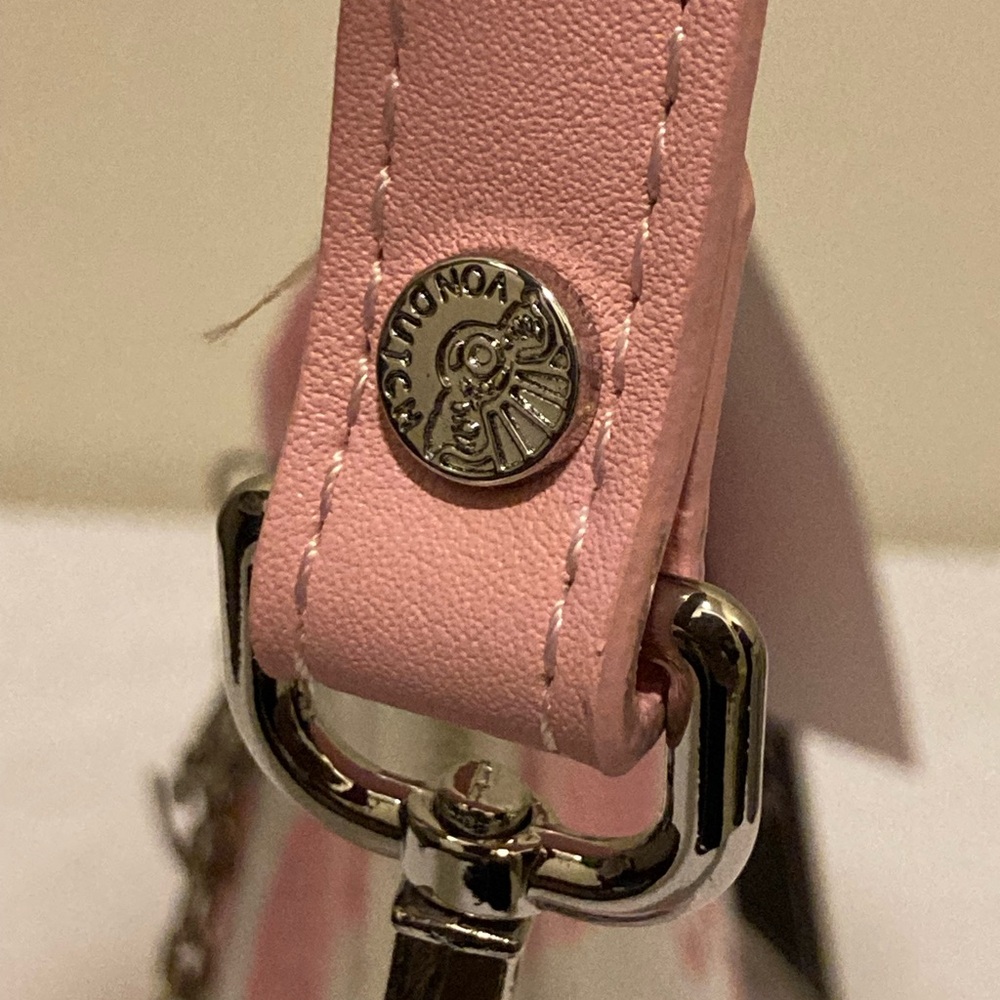 Von Dutch Vegan Pony Hair Pink Cow Print Shoulder Bag W/Charms - Picture 3 of 11
